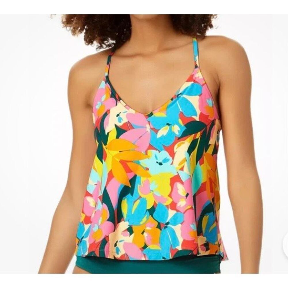 NWT Anne Cole plumeria, printed easy, trapeze tankini suit 2pc 20w